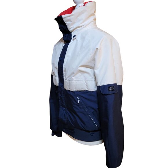Vintage 1980s Unisex Small SKYR Ski Snow Jacket Red White Blue Men Women Preppy - Picture 3 of 11